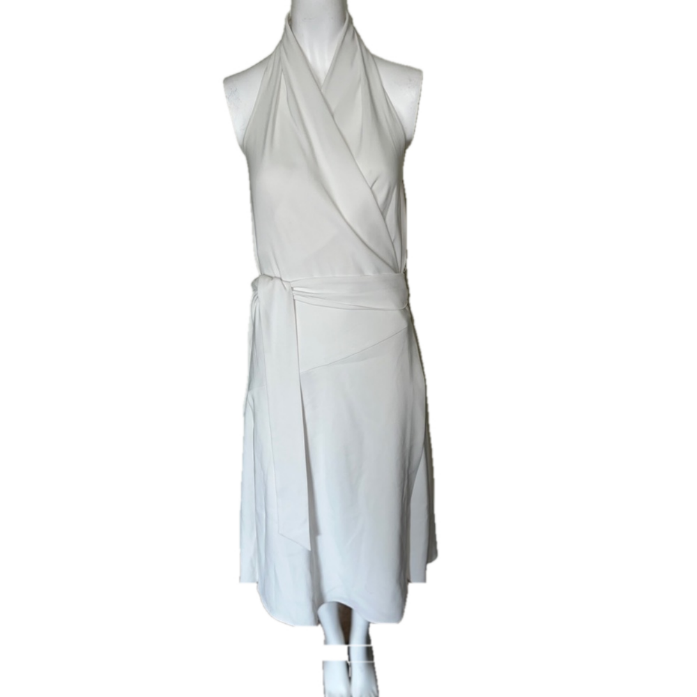 Reiss Piper Halterneck Midi Dress size 4 winter white